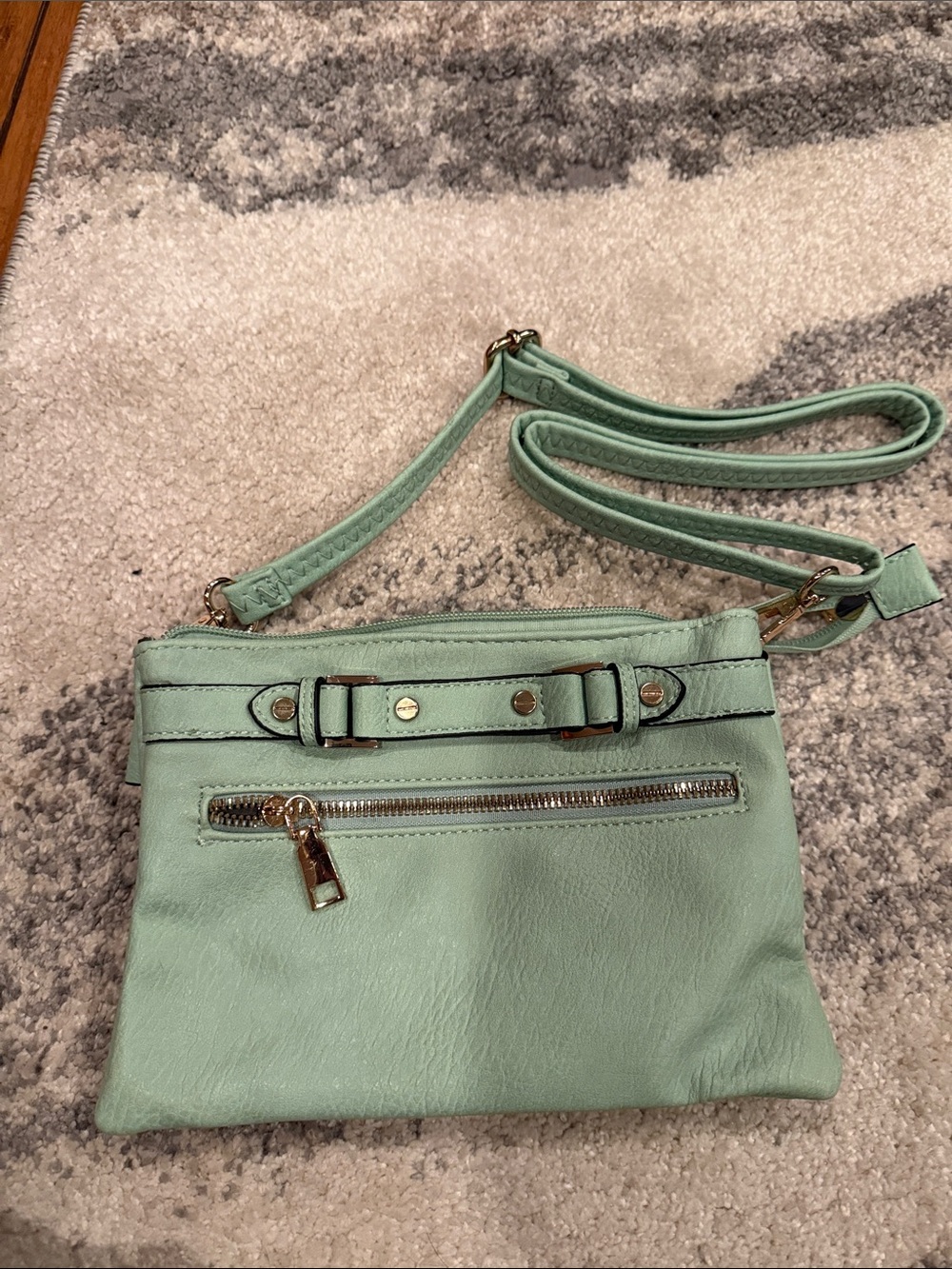 Mint Green Crossbody Bag with Gold Hardware